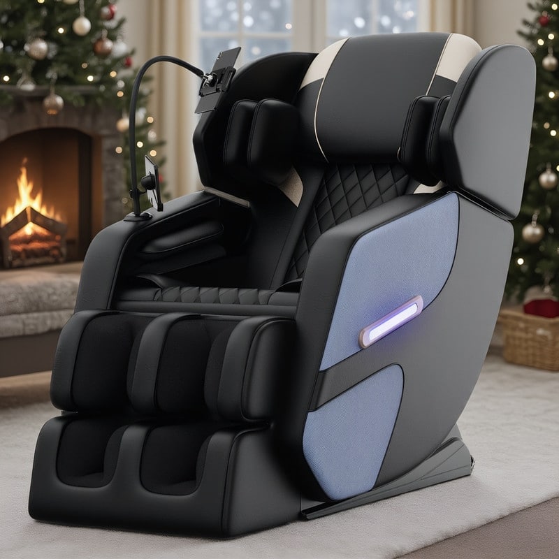 Luxury Zero Gravity Full-Body Massage Chair with Heating, Bluetooth Audio, and Foot Rollers - Home Relaxation Recliner