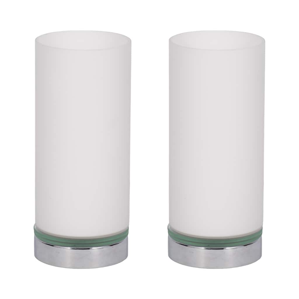 Sagebrook Home, Set of Two, 10"Hx 4" Diameter, Glass Touch Table Lamps, White, Elegant Lighting for Bedroom, Bedside,