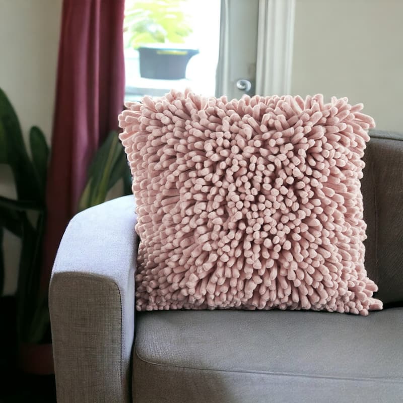 20" Pale Pink Soft Nubby Shag Throw Pillow - Pale Pink