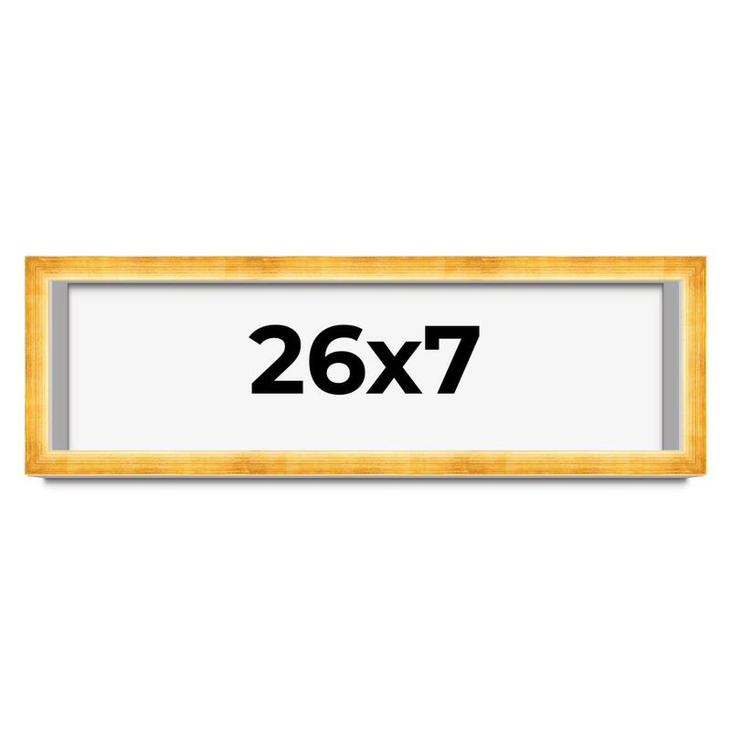 26x7 Shadow Box Frame Gold | 1.625 Inches Deep Real Wood Traditional
