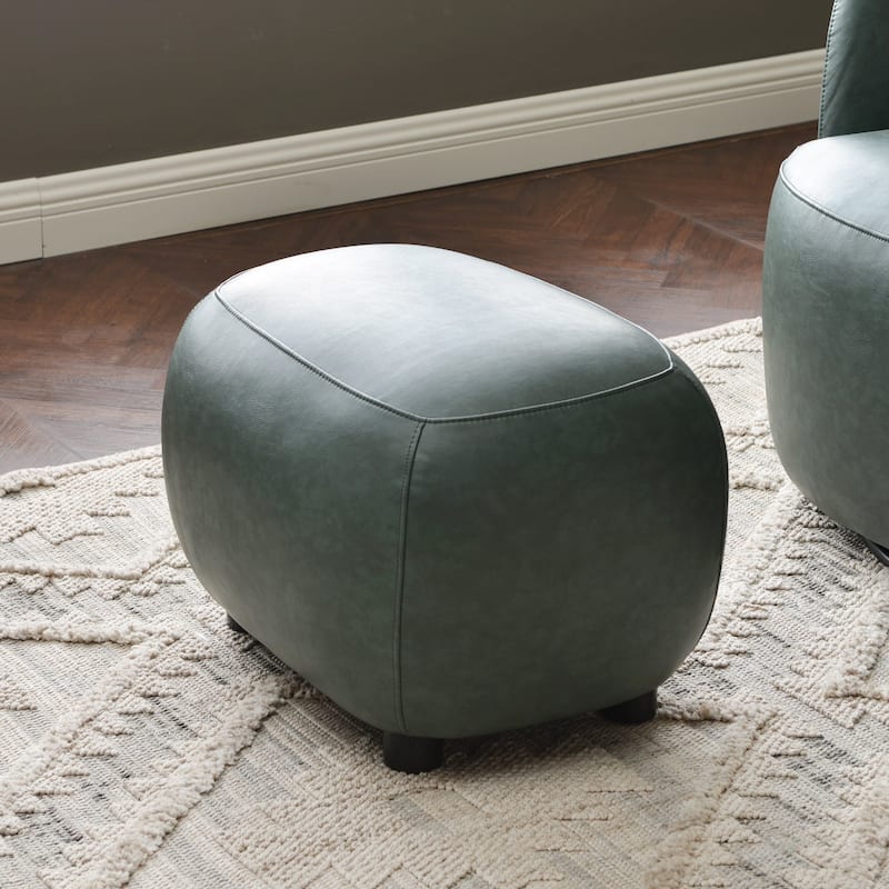 KINWELL 2-Piece Faux Leather Living Room Sets - 1 Swivel Accent Chair & 1 Ottoman Footrest