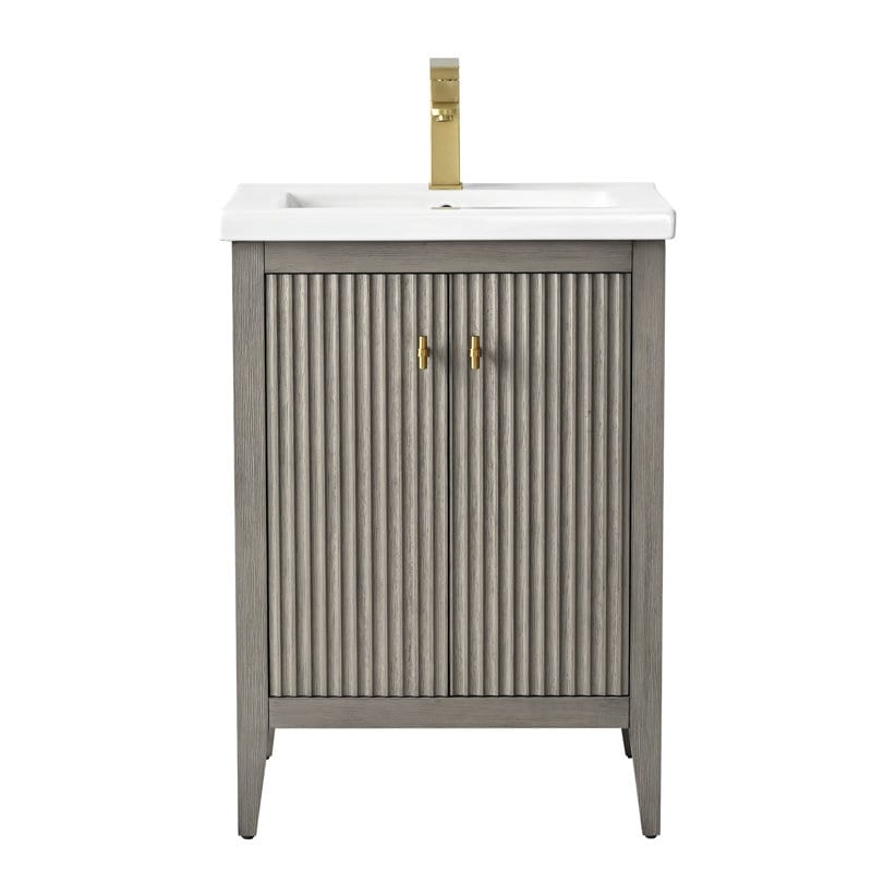 Vanity Art 24" Single Sink Bathroom Vanity Cabinet with Ceramic Top