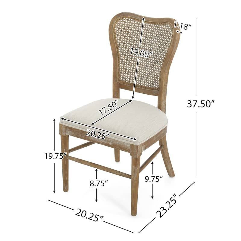 Vintage Dining Chairs Set of 2 with Cane Detail and Upholstered Seat