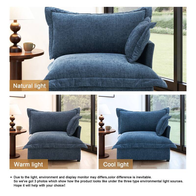 40"W Oversized Upholstered Chenille Comfy Cloud Corner Accent Chair