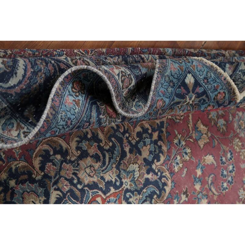 Distressed Traditional Mashad Persian Antiqu Rug Handmade Wool Carpet - 8'4"x 11'5"