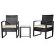 preview thumbnail 1 of 15, Maldives 3 Piece Rattan Wicker Outdoor Set (Washable PE) Black/Brown