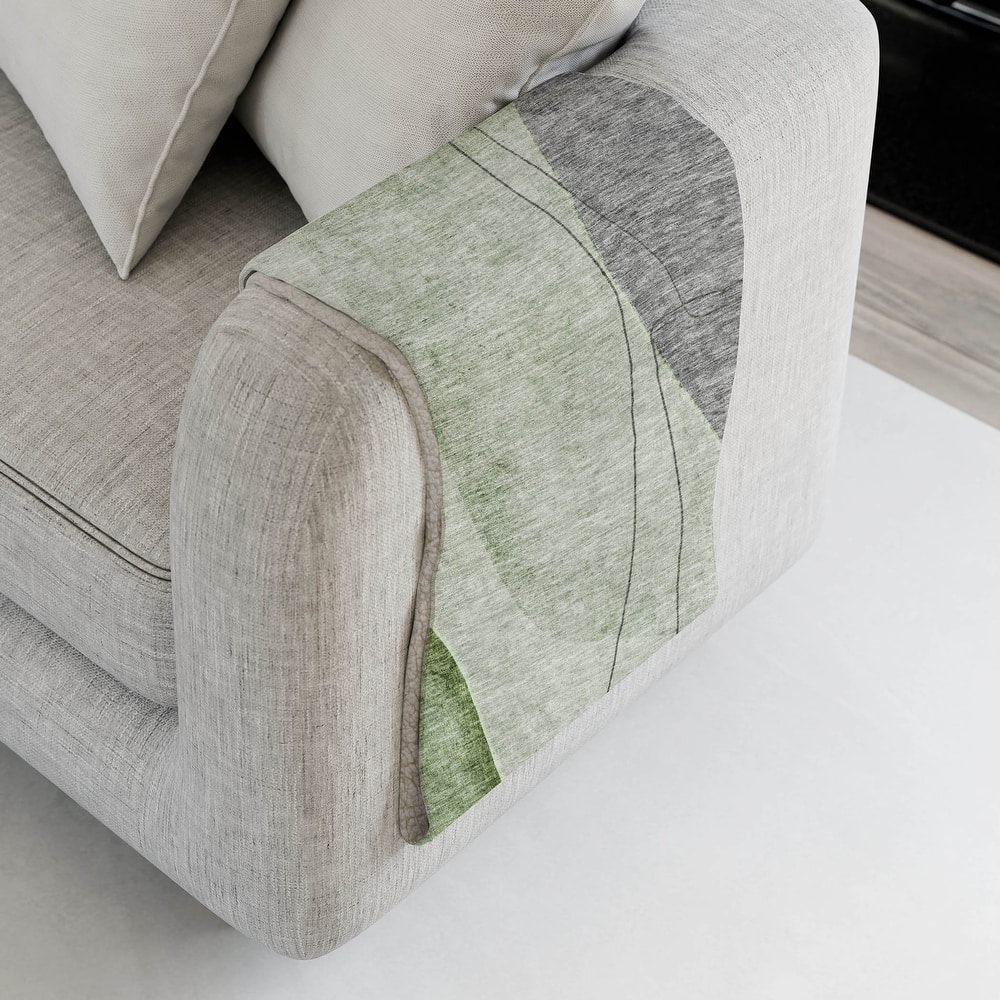 Premium Machine Washable Contemporary Abstract Sherpa Throw Blanket