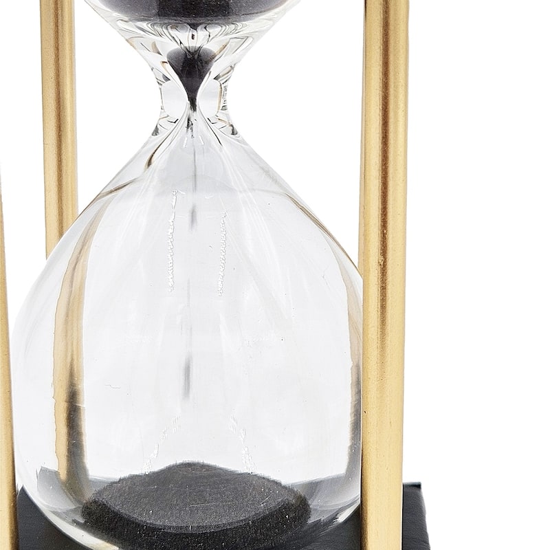 Set of 2, 3x3x7" Stanley 15-minute Hourglass, Framed with an Metal stand, Black
