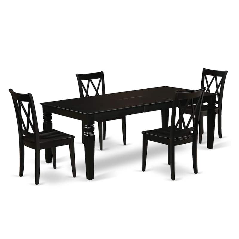 East West Furniture Kitchen Table Set- a Rectangle Dining Table and Solid Wood Seat Chairs, (Pieces Options)