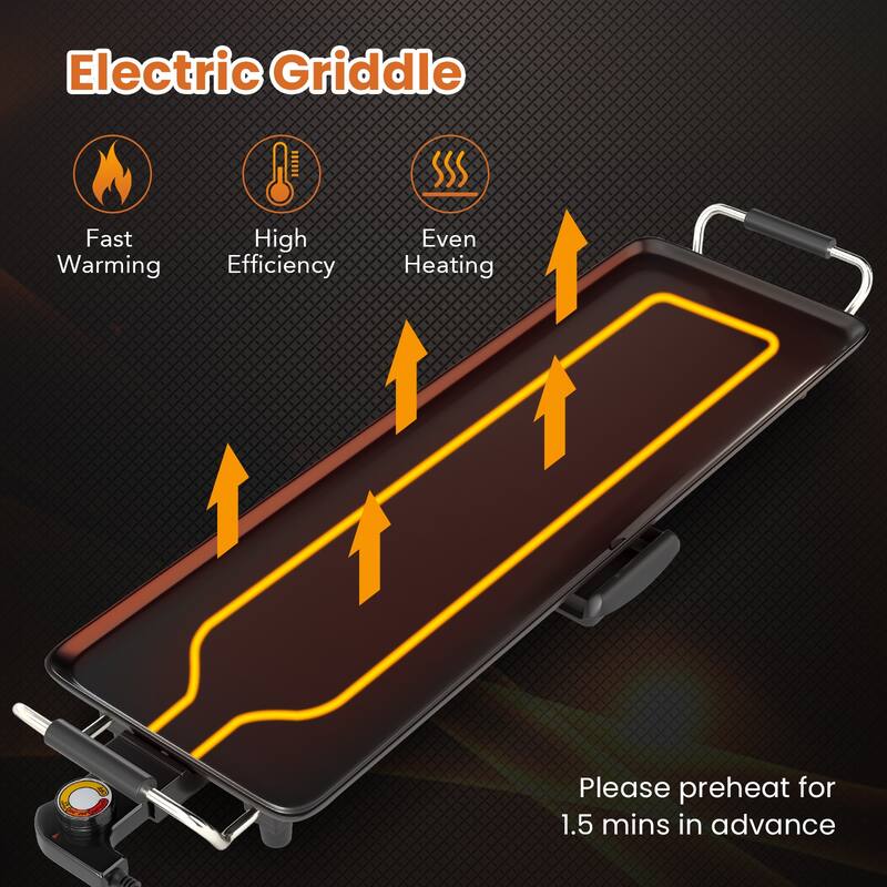 Gymax 27'' Large Electric Griddle w/ Adjustable Temperature