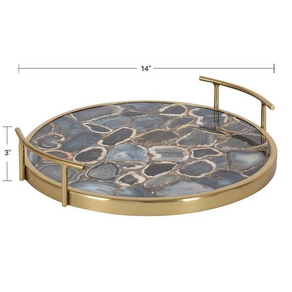 dimension image slide 0 of 5, Kate and Laurel Marbury Round Metal Tray