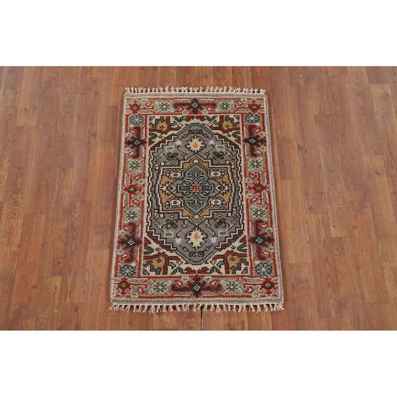 Gray Heriz Serapi Indian Accent Rug Handmade Wool Carpet - 2'0" x 3'0"