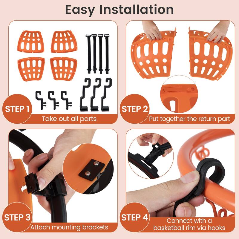 Gymax 360 degree Basketball Return Attachment w/4 Tool-Free Detachable