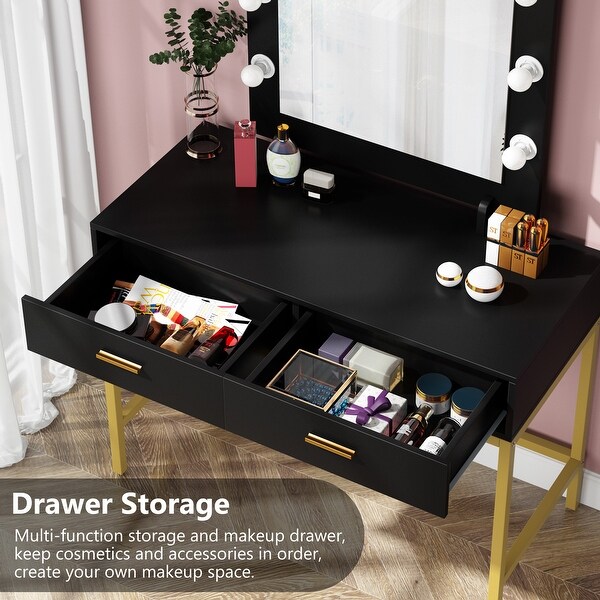 Dresser Mirror with 2 Storage Drawers Vanity Bedroom Soft Oiled Oak Color NEW 