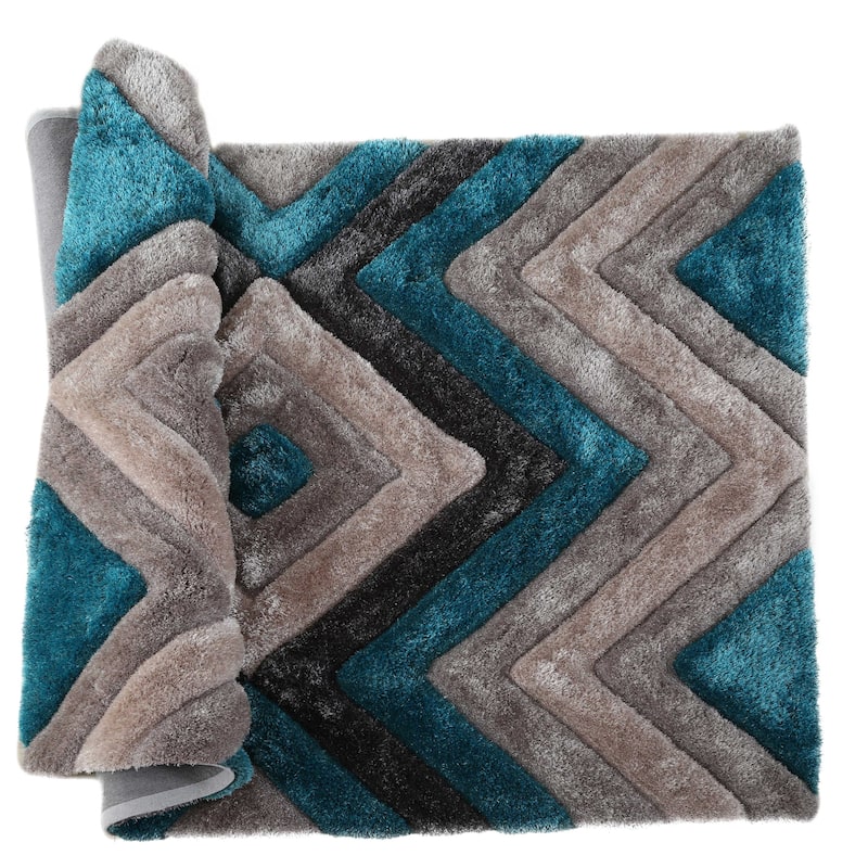 Mateos Shag Collection Abstract Area Rug - 5' X 7'