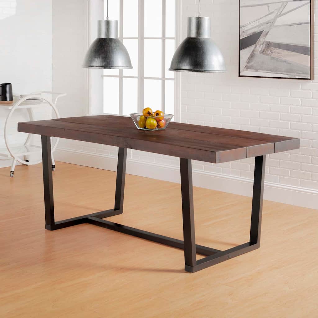 Solid Wood and Metal Open Frame Dining Table