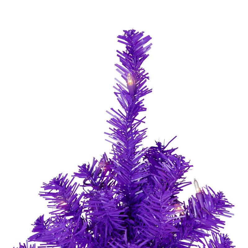 Pre-Lit Medium Pine Artificial Christmas Tree - 6' - Purple - Clear Lights - 6 Foot