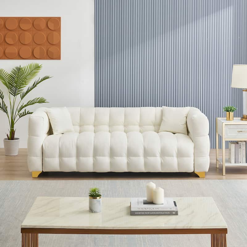 80" American Body Structure Deep Seat Sofa Technology Cloth 3 Seater Couch with Waterproof, Stain-proof and Anti-cat Paw - Beige