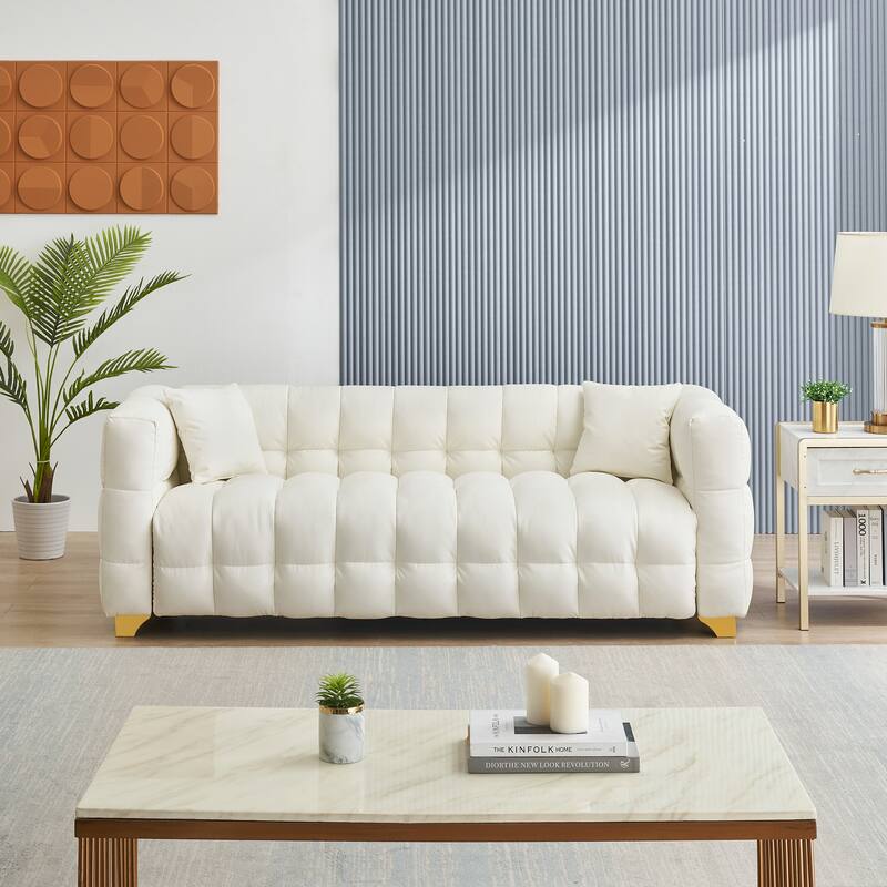 80 inches long, 21.7 inches deep, American body structure, technology fabric sofa, 3 seats waterproof and stain-proof - Beige