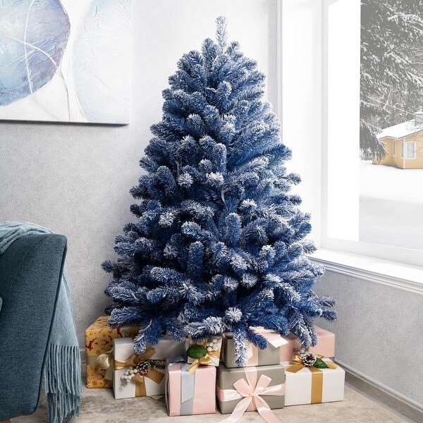 Frosted PVC Pre-Lit Christmas Tree with Warm LED Lights, Realistic