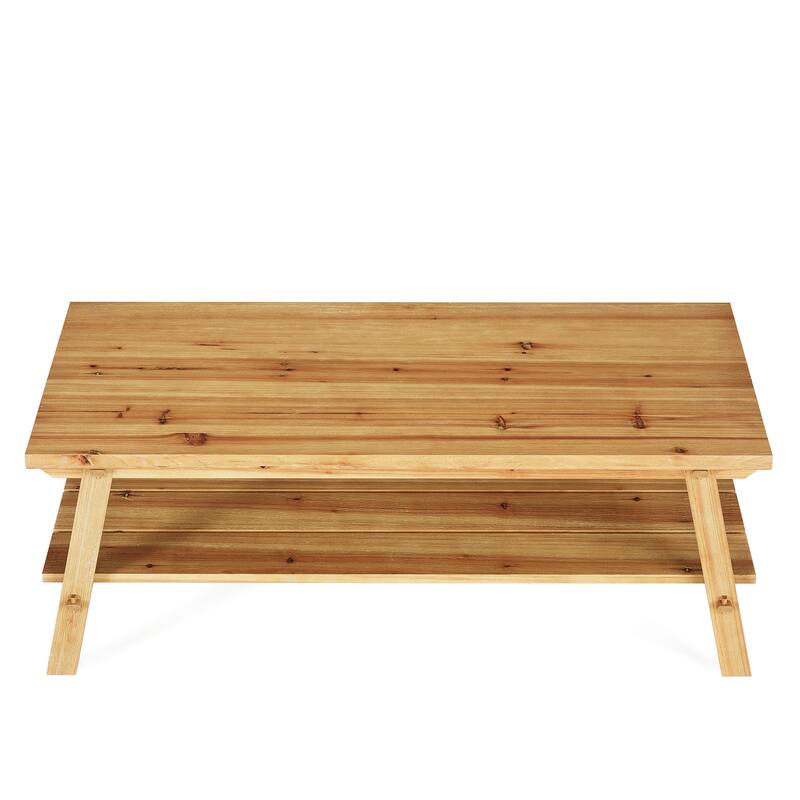Solid Wood Coffee Table with Storage, Living Room Center Tea Table Accent Side Table