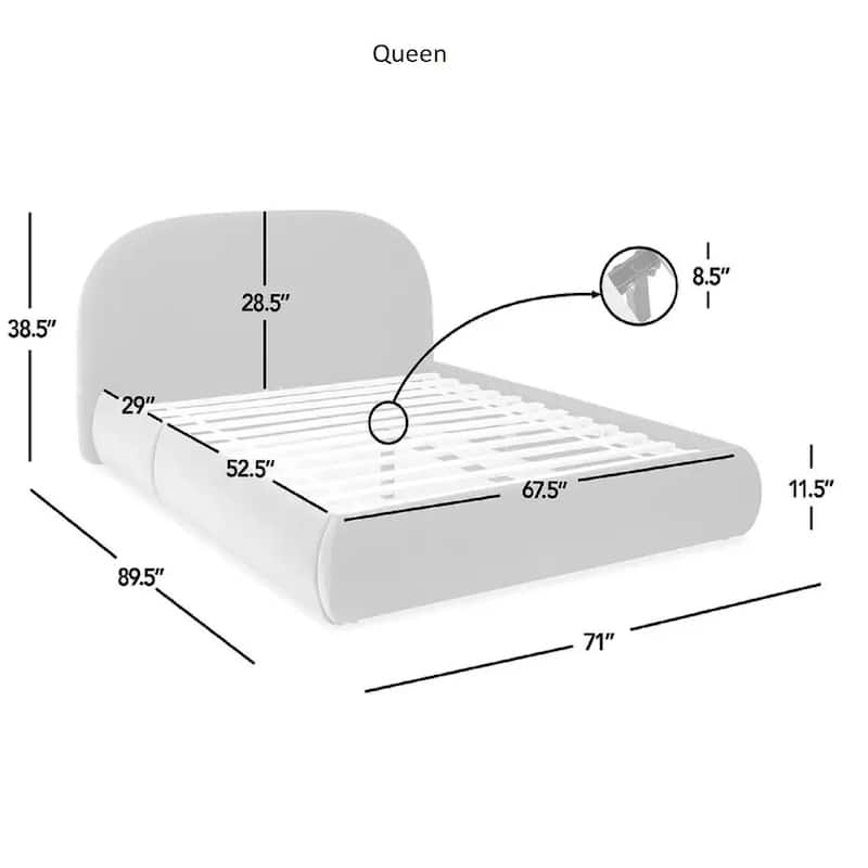 Archie Mid-Century Modern Velvet Upholstered Arched Platform Bed