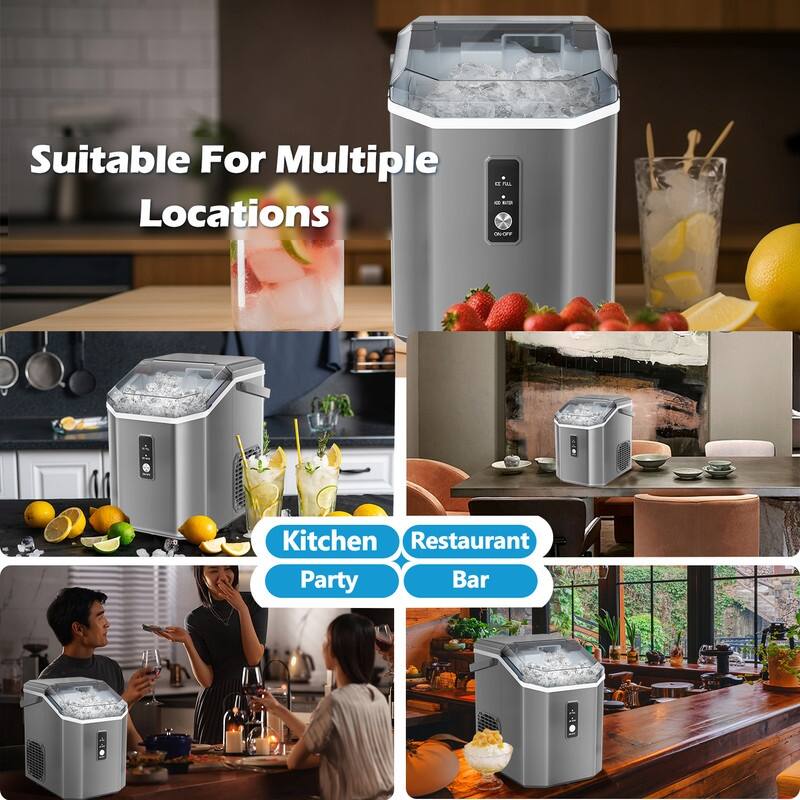 Ice Makers Countertop, Portable Ice Maker Machine with Handle, Self-Cleaning Ice Maker, Ice Scoop and Basket