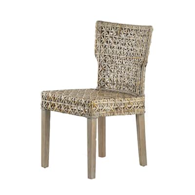Woven Rattan Armless Side Chair - 34" - Gray