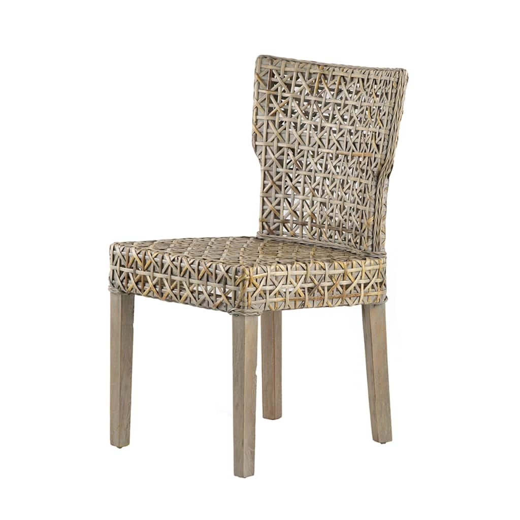 Woven Rattan Armless Side Chair - 34" - Gray
