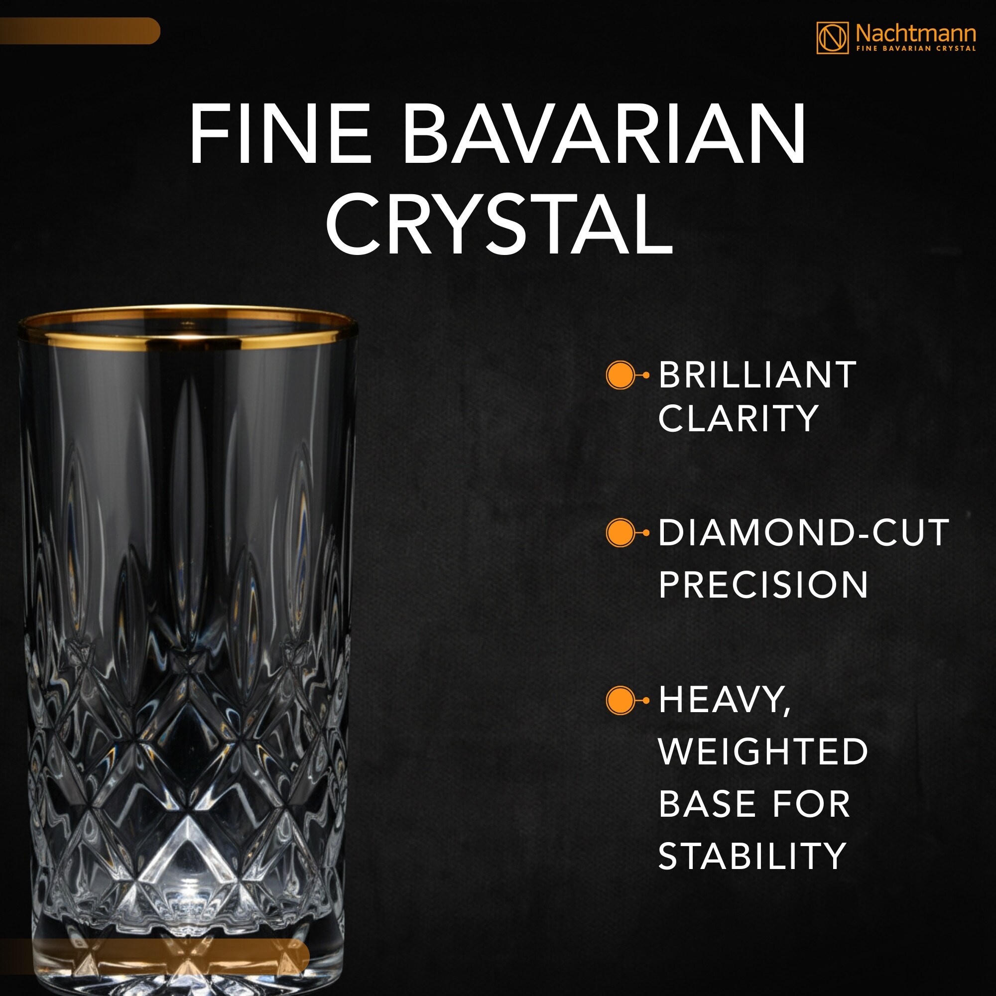 Nachtmann Set of 2 Noblesse Gold Collection Long Drink Glasses