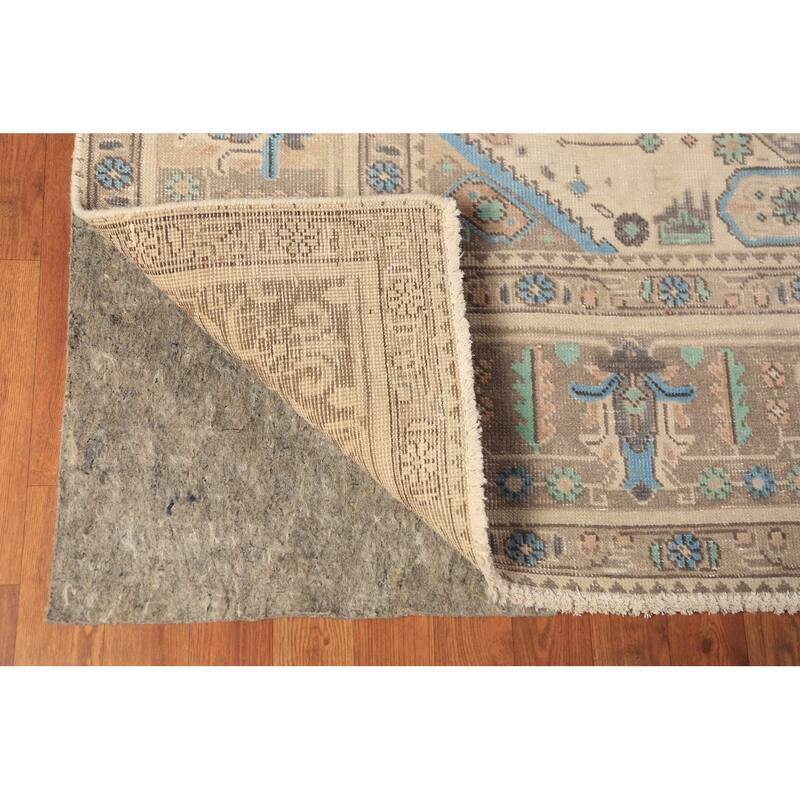 Tabriz Persian Area Rug Hand-Knotted Oriental Beige Wool Carpet - 8'0"x 10'6"