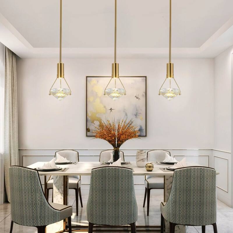 3 Pack Crystal lights gold pendant light Crystal hanging light