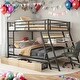 preview thumbnail 1 of 8, Full Size Metal Bunk Bed with Built-in Desk, Light and 2 Drawers, Black Black - Full