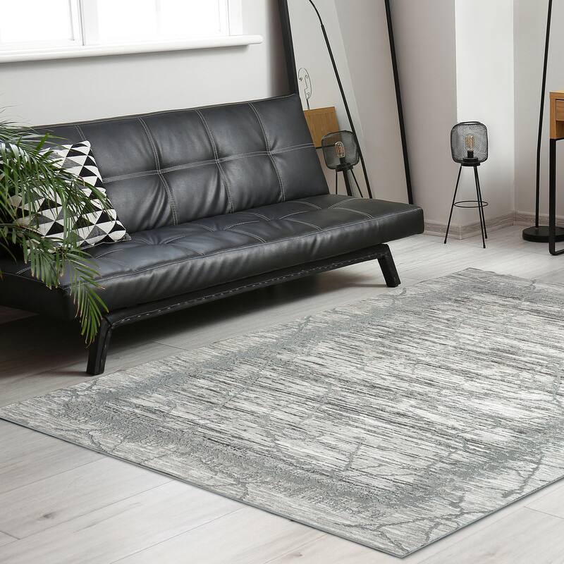 Admire Home Living Sognatore 1229 Transitional Crackled Area Rug - 5'3" X 7'3" - Grey