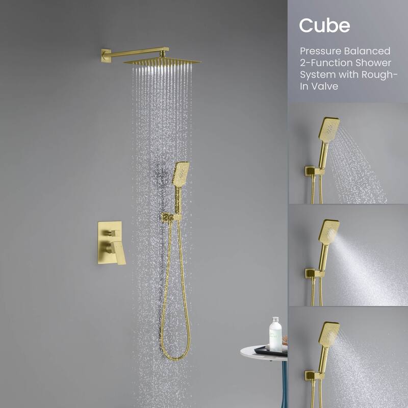 Cube Pressure Balanced 2-Function Shower System with Rough-In Valve