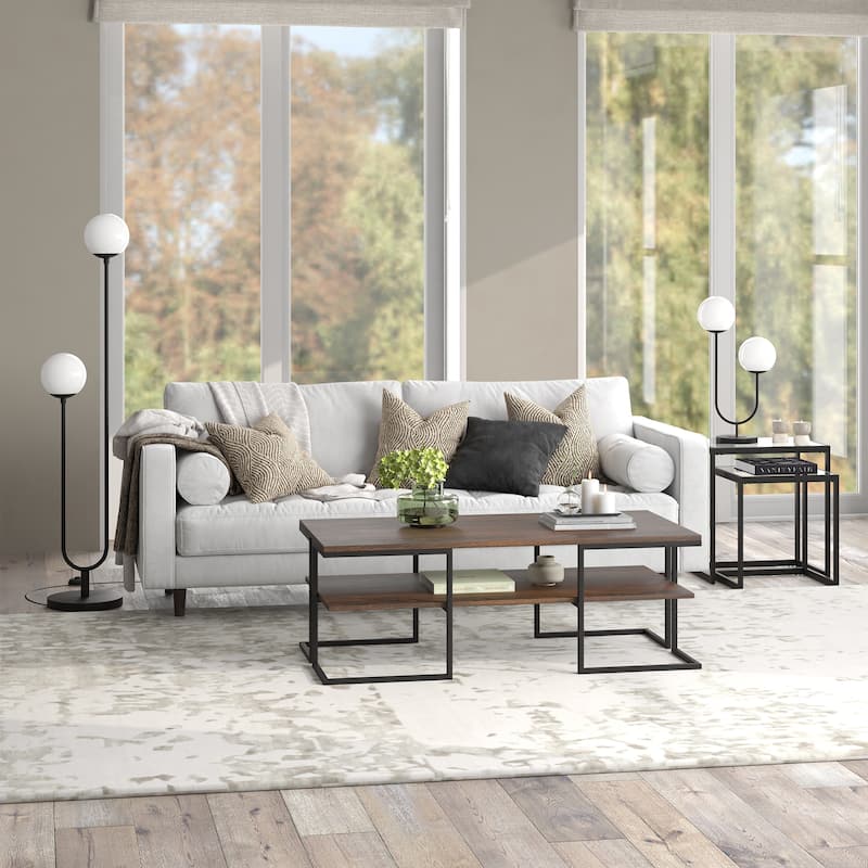 Dufrene 2-Light Table Lamp with Glass Shades - 15.38" Wide