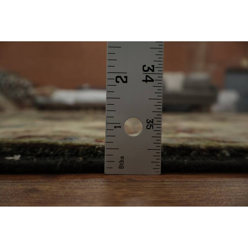 Hand Knotted Oriental 100% Wool Carpet Traditional All-Over Black Peshawar Area Rug - 9' 0'' X 6' 2''