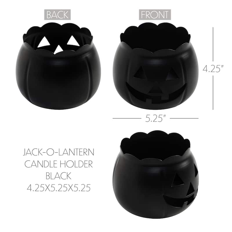 Jack-O-Lantern Candle Holder Black 4.25x5.25x5.25 - N/A