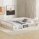 preview thumbnail 13 of 17, Solid Pine Wood Full Size Upholstered Platform Bed with Guardrail and Pillow, Not Need Box Spring, for Kids Girls Boys