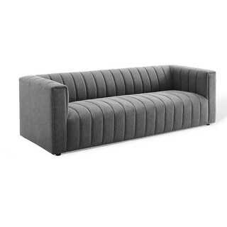 91 Inch Fabric Upholstered Sofa, Vertical Channel Tufting, Charcoal ...
