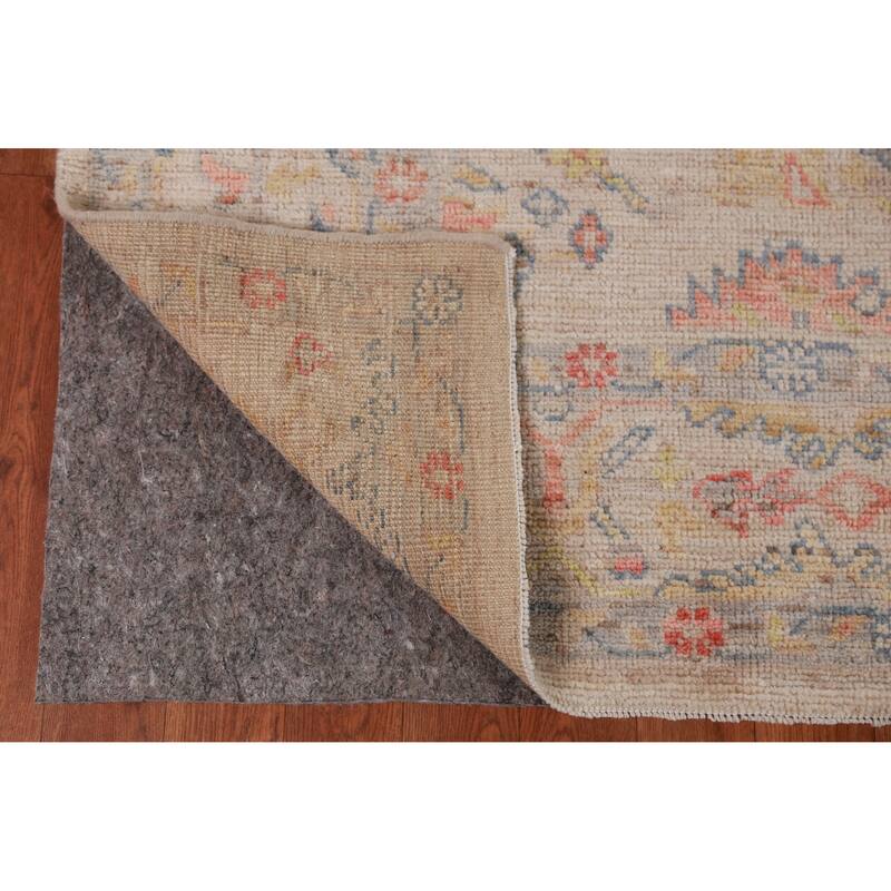 Hand Knotted Oriental 100% Wool Carpet Transitional All-Over Beige & Ivories Oushak Area Rug - 8' 9'' X 6' 0''