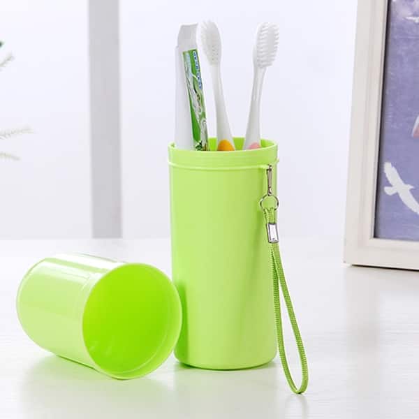 Plastic Outdoor Travel Toothbrush Toothpaste Holder Case Container - Green