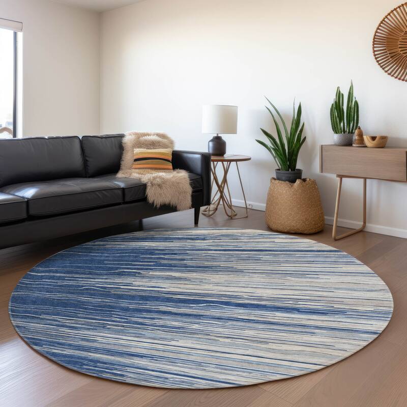 Premium Washable Super Soft Solid Landscape Mayfield Rug - Navy - 8' x 8'