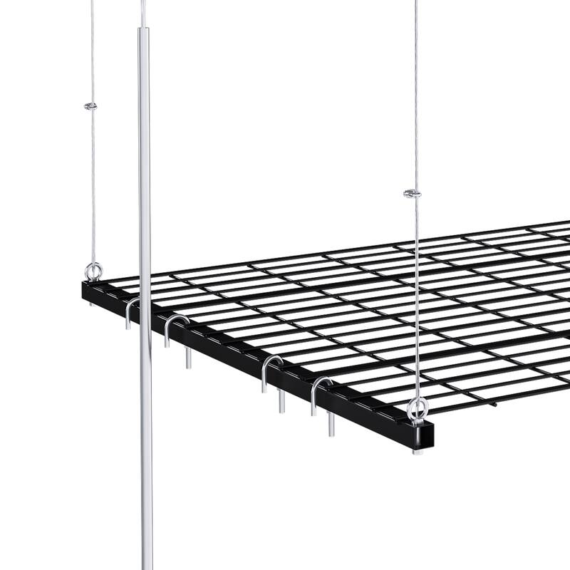 Roomfitters Overhead Garage Storage Rack 3x6 FT, Crank Down Ceiling Organizer for 10-12 FT Garages, 270lb Lift, White