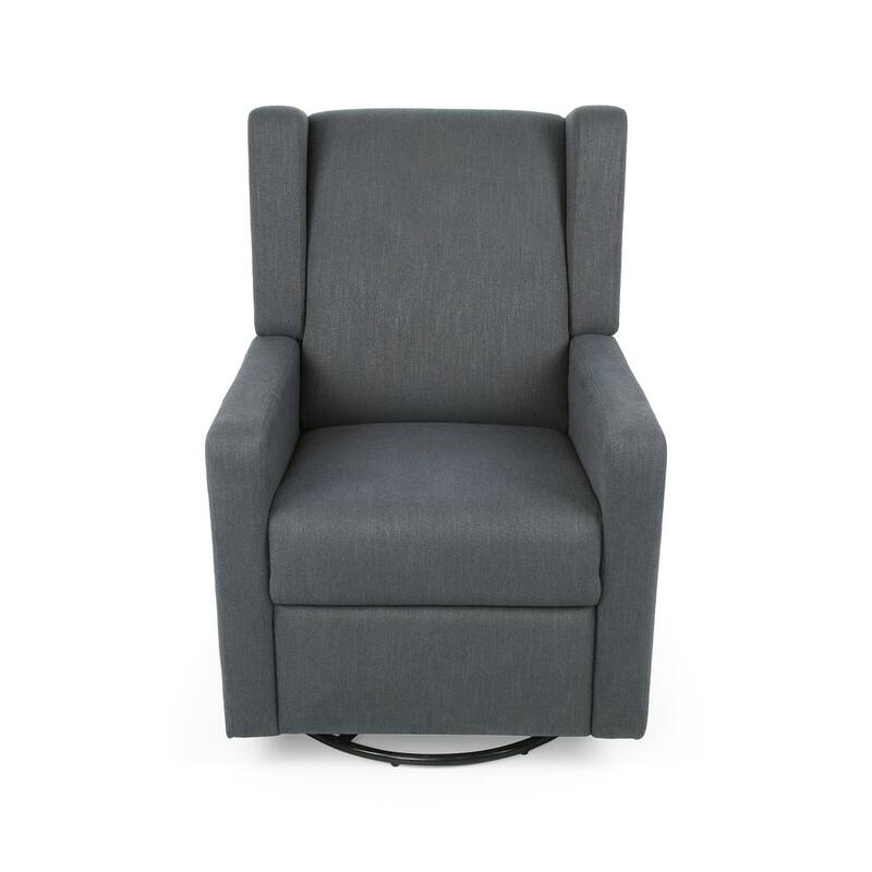 Charcoal Fabric Swivel Glider Recliner with Wingback Design by Christopher Knight Home