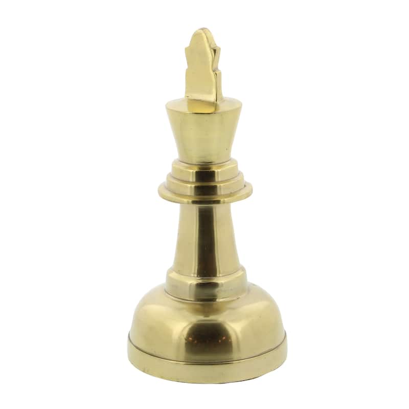 Aluminum Metal Chess Sculpture with Knight, Queen and King - Set of 3 Silver, Gold, Dark Gray - CosmoLiving by Cosmopolitan