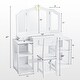 preview thumbnail 2 of 14, Kids Vanity Table And Chair Set, 2 In 1 Girls Vanity Storage Cabinet W/Tri-Folding Mirror - N/A