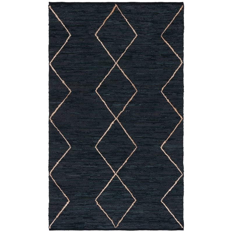 SAFAVIEH Handmade Vintage Leather Latonia Modern Rug - 6' Square - Black/Natural