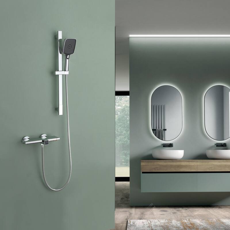 Modland Wall 3-mode High-pressure Bathtub Handheld shower with Faucet in White/Chrome - Chrome