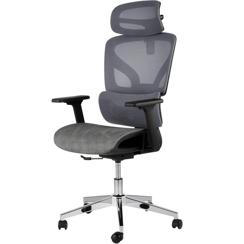 Ergonomic Adjustable Mesh Office Computer Chair for Work, Study, Gaming - Grey
